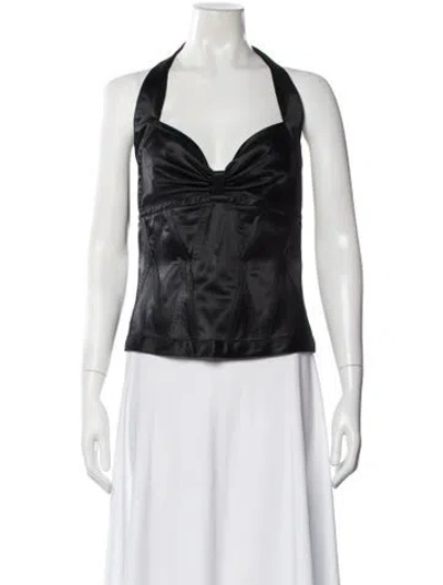Pre-owned Donna Karan Silk Halterneck Top In Black