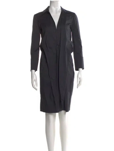 Pre-owned Donna Karan Silk Knee-length Dress In Gray
