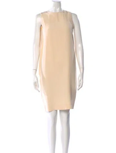 Pre-owned Donna Karan Silk Knee-length Dress In Neutral