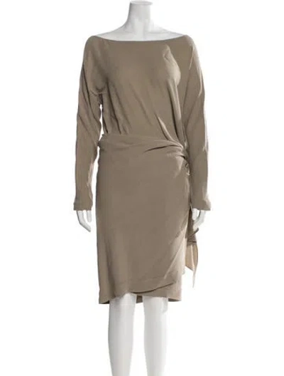 Pre-owned Donna Karan Silk Knee-length Dress In Neutral