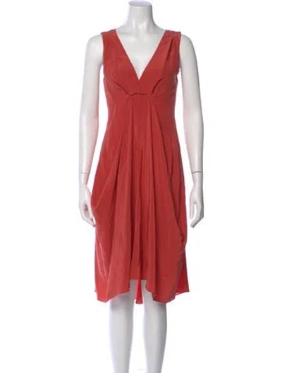 Pre-owned Donna Karan Silk Knee-length Dress In Orange