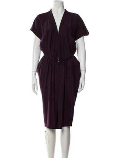 Pre-owned Donna Karan Silk Knee-length Dress In Purple