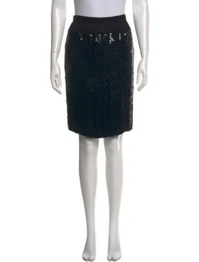Pre-owned Donna Karan Silk Knee-length Skirt In Black
