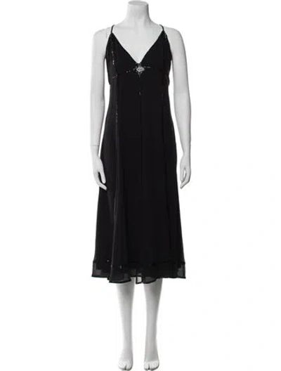 Pre-owned Donna Karan Silk Long Dress In Black