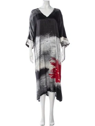 Pre-owned Donna Karan Silk Long Dress In Black