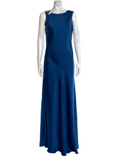 Pre-owned Donna Karan Silk Long Dress In Blue