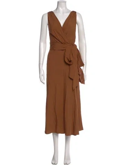 Pre-owned Donna Karan Silk Long Dress In Neutral