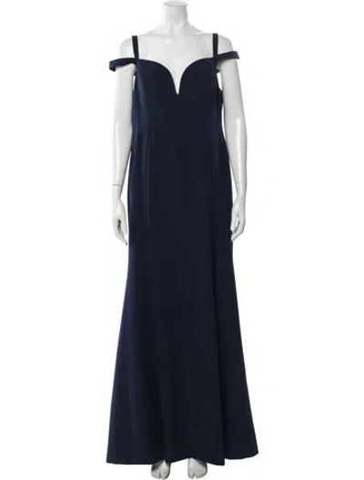 Pre-owned Donna Karan Silk Long Dress W/ Tags In Blue