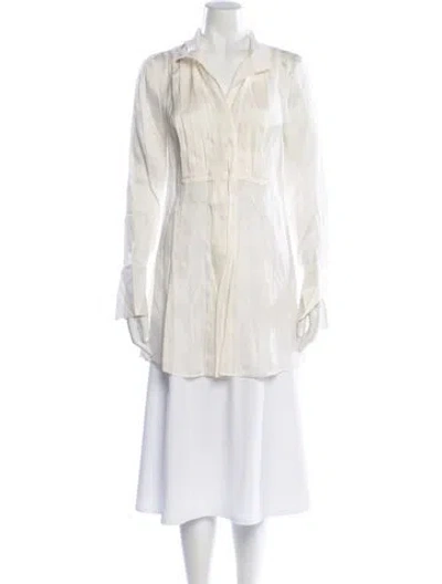 Pre-owned Donna Karan Silk Long Sleeve Blouse W/ Tags In Neutral