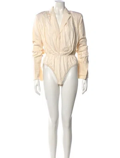 Pre-owned Donna Karan Silk Long Sleeve Bodysuit In Neutral