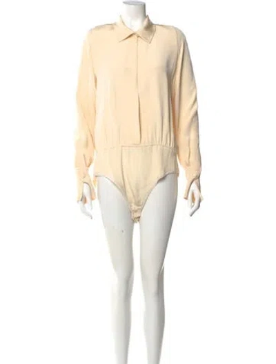 Pre-owned Donna Karan Silk Long Sleeve Bodysuit In Neutral