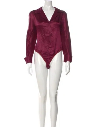 Pre-owned Donna Karan Silk Long Sleeve Bodysuit In Purple