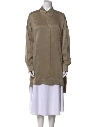 Pre-owned Donna Karan Silk Long Sleeve Tunic In Neutral