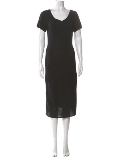 Pre-owned Donna Karan Silk Midi Length Dress In Black