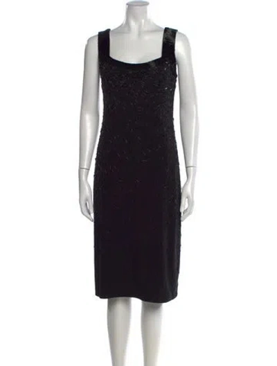 Pre-owned Donna Karan Silk Midi Length Dress In Black