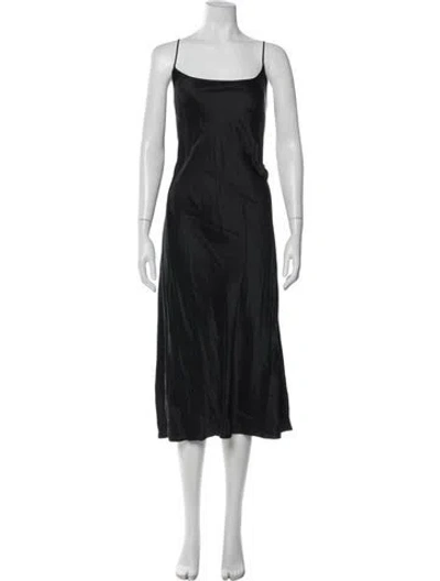 Pre-owned Donna Karan Silk Midi Length Dress In Black
