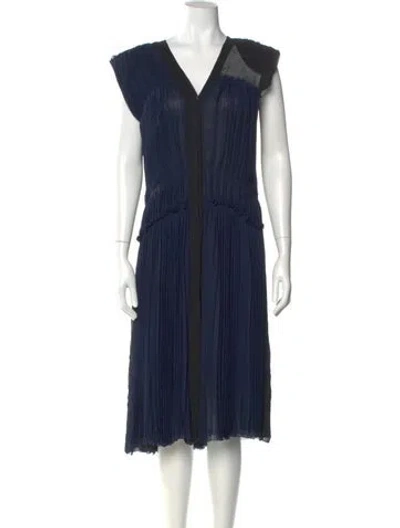 Pre-owned Donna Karan Silk Midi Length Dress In Blue