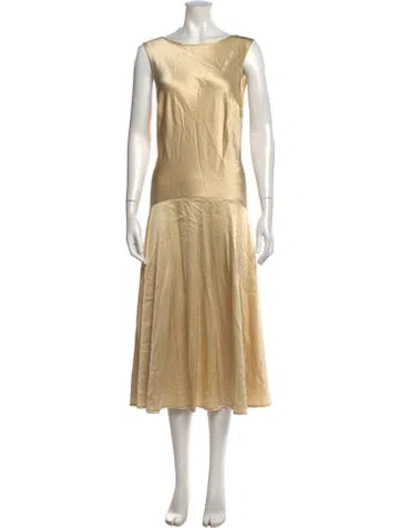 Pre-owned Donna Karan Silk Midi Length Dress In Gold