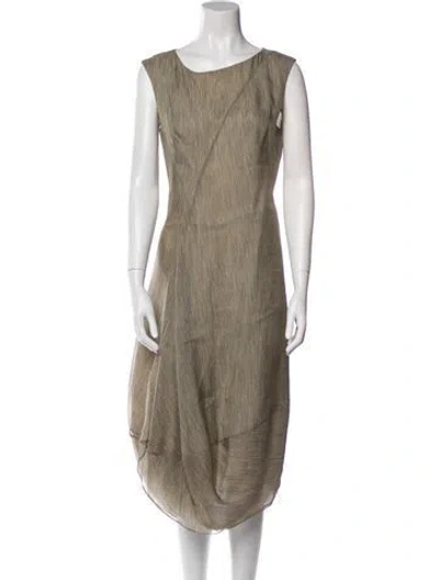 Pre-owned Donna Karan Silk Midi Length Dress In Green