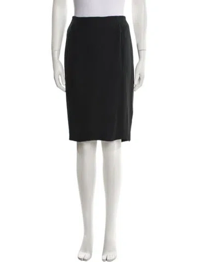 Pre-owned Donna Karan Silk Midi Length Skirt In Black