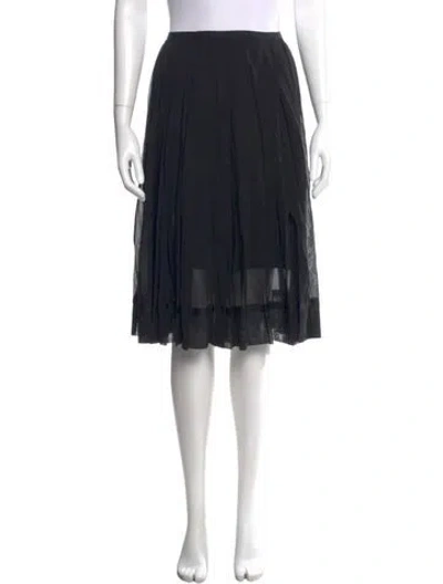 Pre-owned Donna Karan Silk Midi Length Skirt In Black
