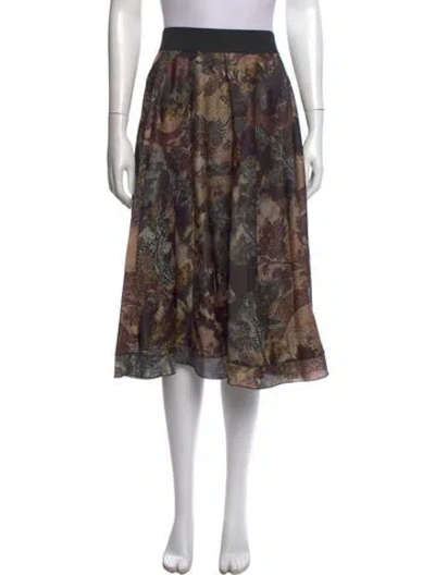 Pre-owned Donna Karan Silk Midi Length Skirt In Neutral