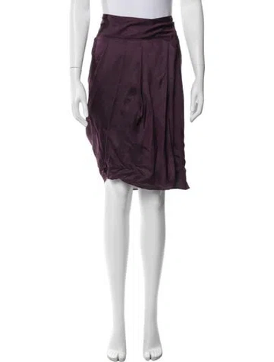 Pre-owned Donna Karan Silk Midi Length Skirt In Purple