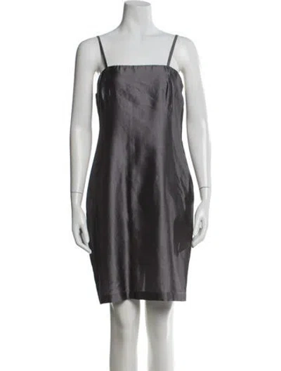 Pre-owned Donna Karan Silk Mini Dress In Grey