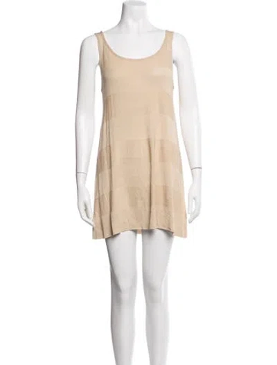 Pre-owned Donna Karan Silk Mini Dress In Neutrals