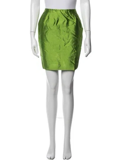 Pre-owned Donna Karan Silk Mini Skirt In Green
