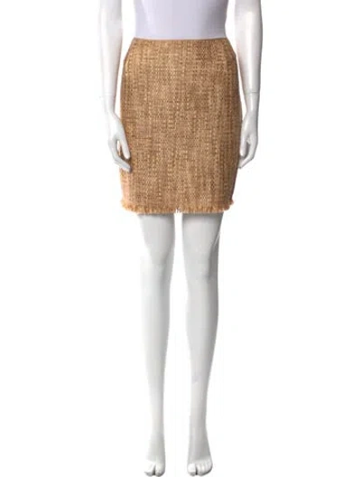 Pre-owned Donna Karan Silk Mini Skirt In Neutral