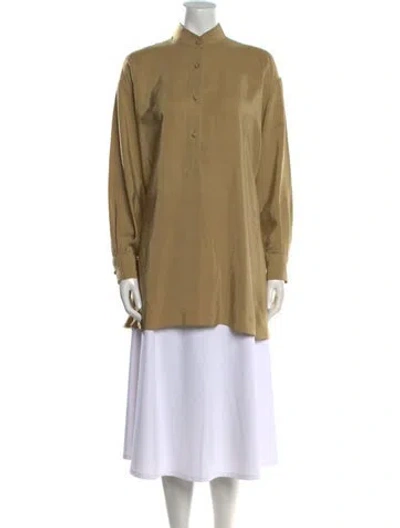 Pre-owned Donna Karan Silk Mock Neck Tunic In Neutral