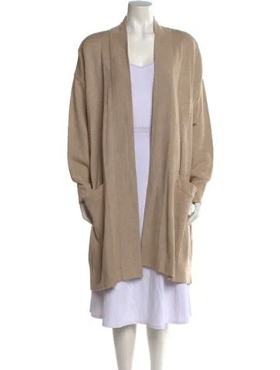 Pre-owned Donna Karan Silk Open Front Sweater In Neutral