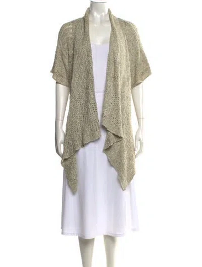 Pre-owned Donna Karan Silk Open Front Sweater In Neutrals/white