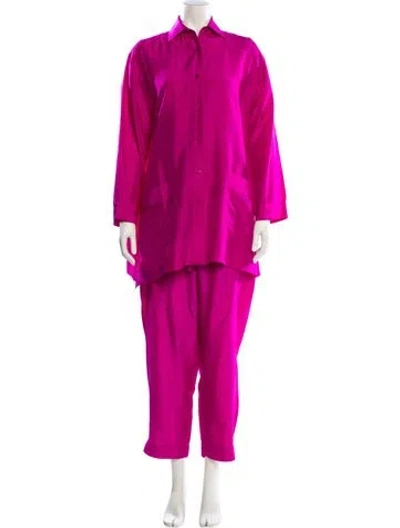 Pre-owned Donna Karan Silk Pant Set In Pink