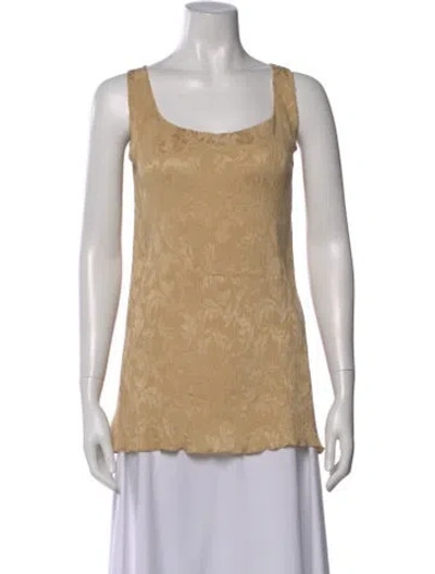 Pre-owned Donna Karan Silk Patterned Top In Neutral