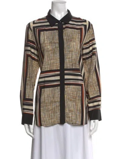 Pre-owned Donna Karan Silk Patterned Top In Neutral