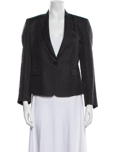 Pre-owned Donna Karan Silk Printed Blazer In Black