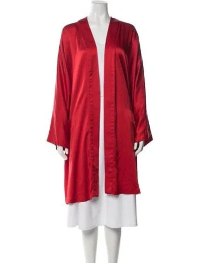 Pre-owned Donna Karan Silk Robe In Red