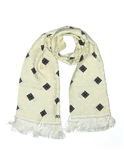 Pre-owned Donna Karan Silk Scarf In White