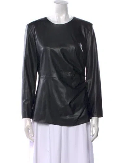 Pre-owned Donna Karan Silk Scoop Neck Blouse In Black