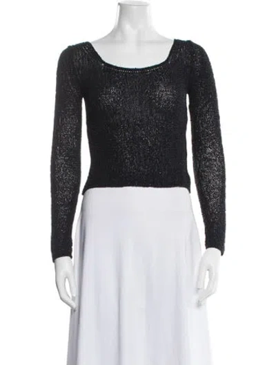 Pre-owned Donna Karan Silk Scoop Neck Sweater In Black