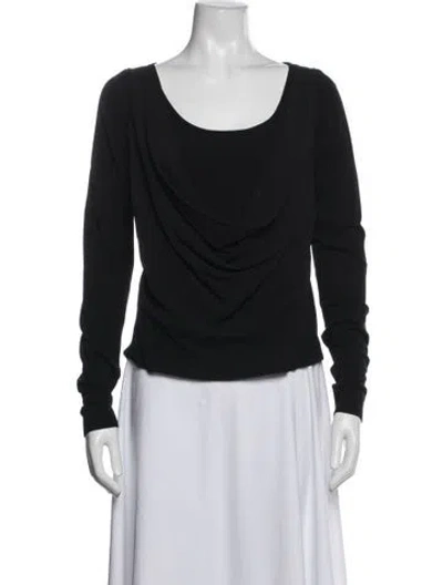Pre-owned Donna Karan Silk Scoop Neck Top In Blue