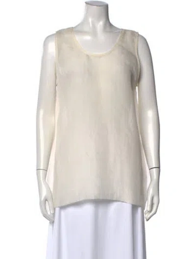 Pre-owned Donna Karan Silk Scoop Neck Top In Neutrals