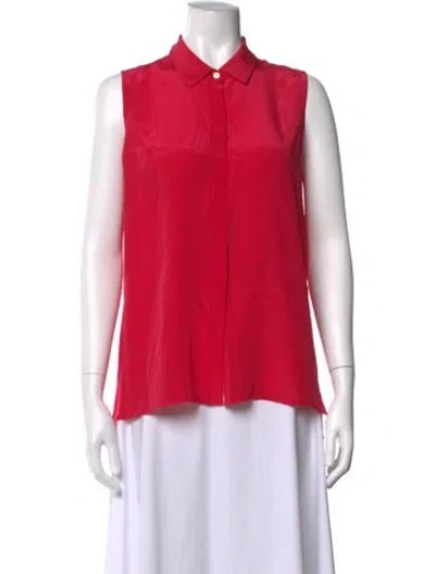 Pre-owned Donna Karan Silk Sleeveless Button-up Top In Pink