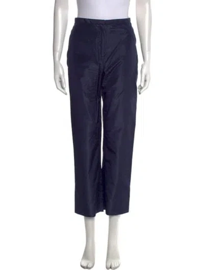 Pre-owned Donna Karan Silk Straight Leg Pants In Blue