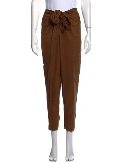 Pre-owned Donna Karan Silk Straight Leg Pants In Brown