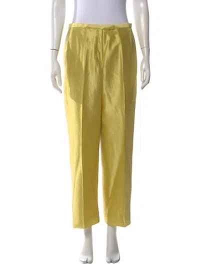 Pre-owned Donna Karan Silk Straight Leg Pants In Green
