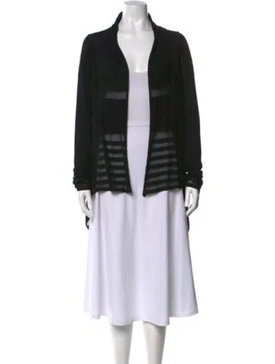 Pre-owned Donna Karan Silk Striped Sweater In Black
