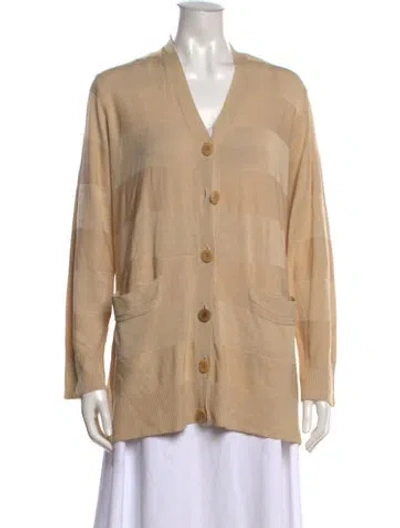 Pre-owned Donna Karan Silk Striped Sweater In Neutral